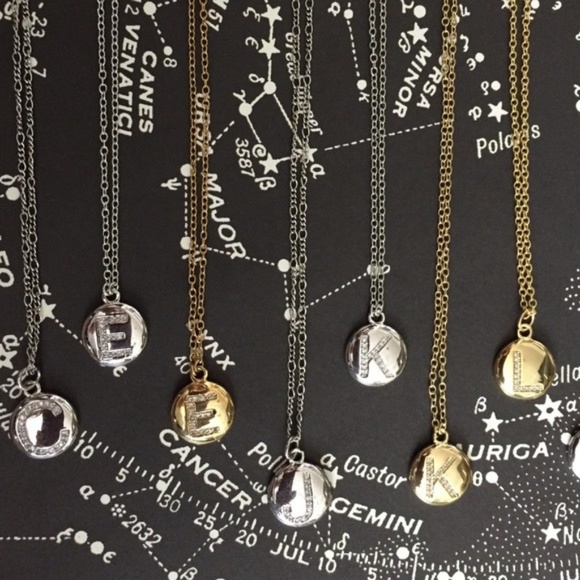 Marcia Moran Initial Necklace Gold Silver Druzy - Picture 2 of 5